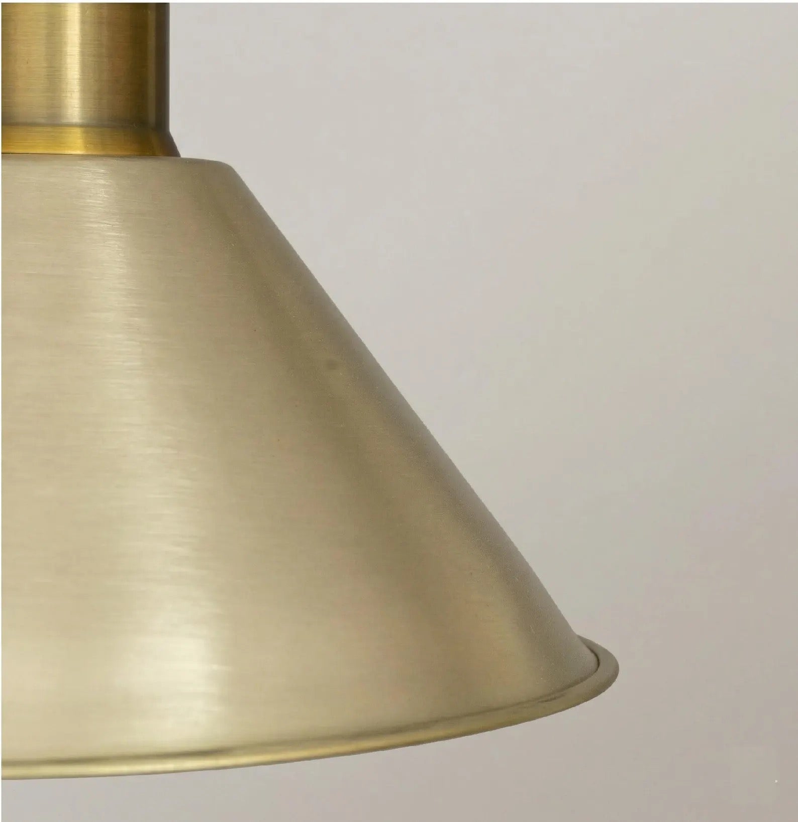 Brushed Brass Cone Pendant Light, Minimalist Hanging Lamp, Vintage Ceiling Light for Kitchen Island