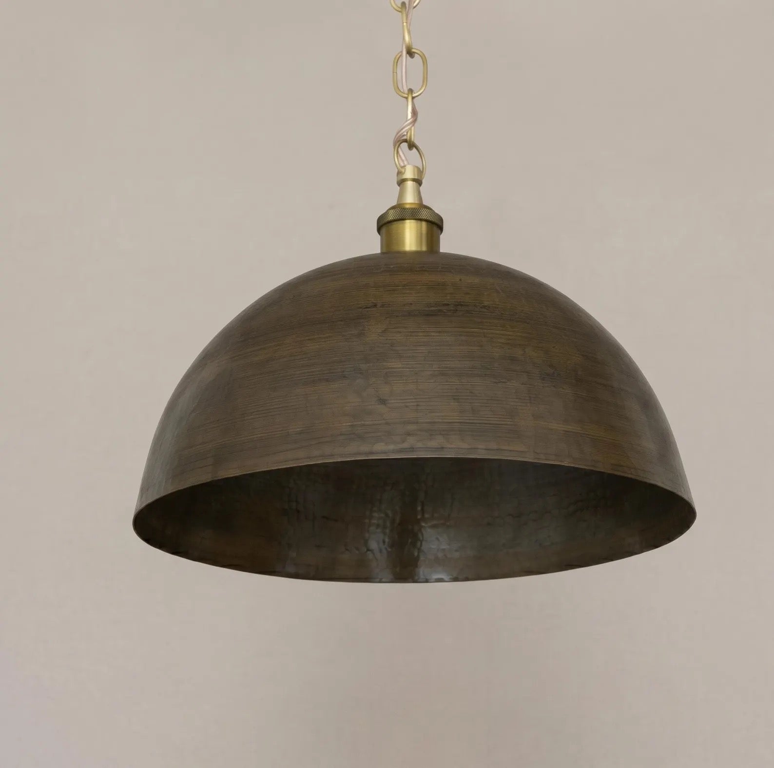Brass Dome Pendant Light, Soft Hammered Antique Bronze Kitchen Island Lighting