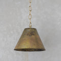Pendant Light Aged Brass Cone, Industrial Style, Kitchen Island Lighting, Hammered Finish