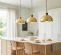 Brass Dome Pendant Light, Soft Hammered Finish, Handmade Ceiling Lamp, Kitchen Island Lighting