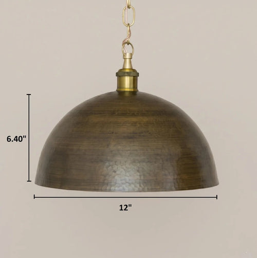 Brass Dome Pendant Light, Soft Hammered Antique Bronze Kitchen Island Lighting