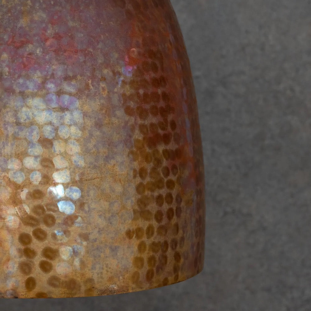 Hand Hammered Copper Dome Pendant Light, Rustic Hanging Lamp for Kitchen Island, Bedside Lighting