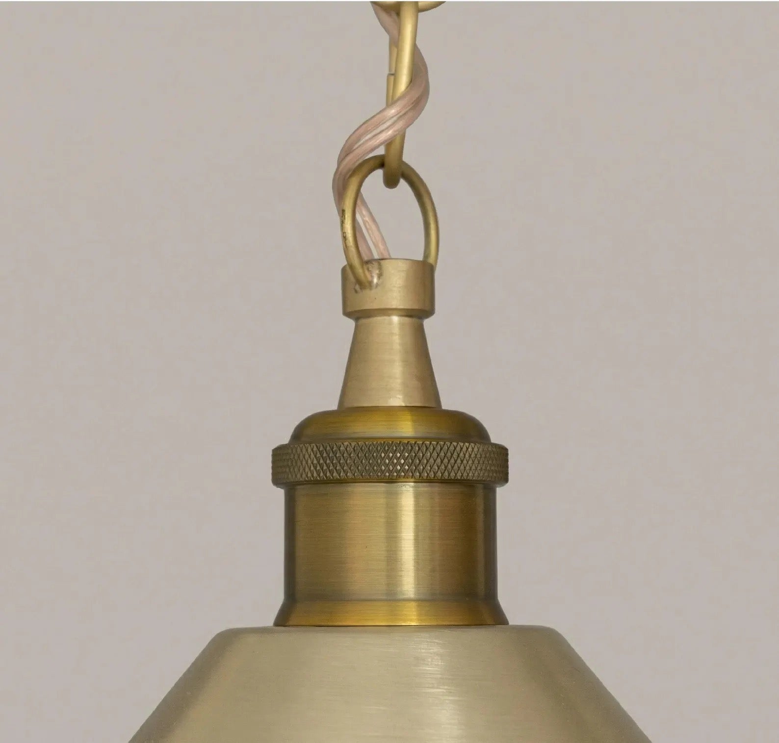 Brushed Brass Cone Pendant Light, Minimalist Hanging Lamp, Vintage Ceiling Light for Kitchen Island