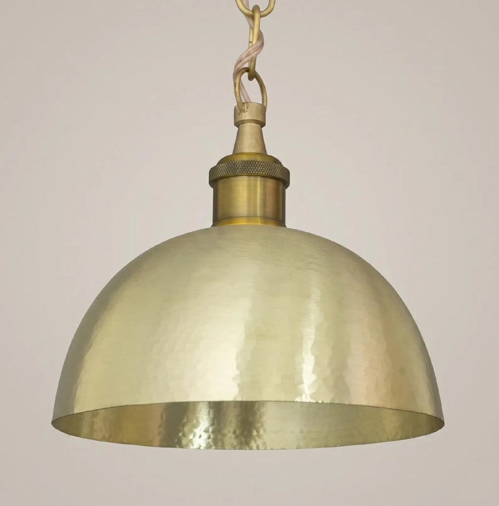 Brass Dome Pendant Light, Soft Hammered Finish, Handmade Ceiling Lamp, Kitchen Island Lighting