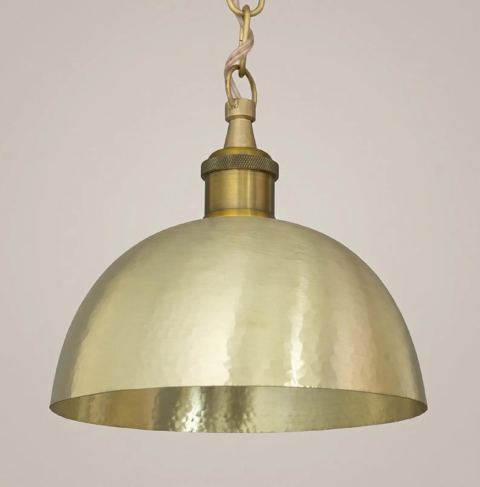 Brass Dome Pendant Light, Soft Hammered Finish, Handmade Ceiling Lamp, Kitchen Island Lighting