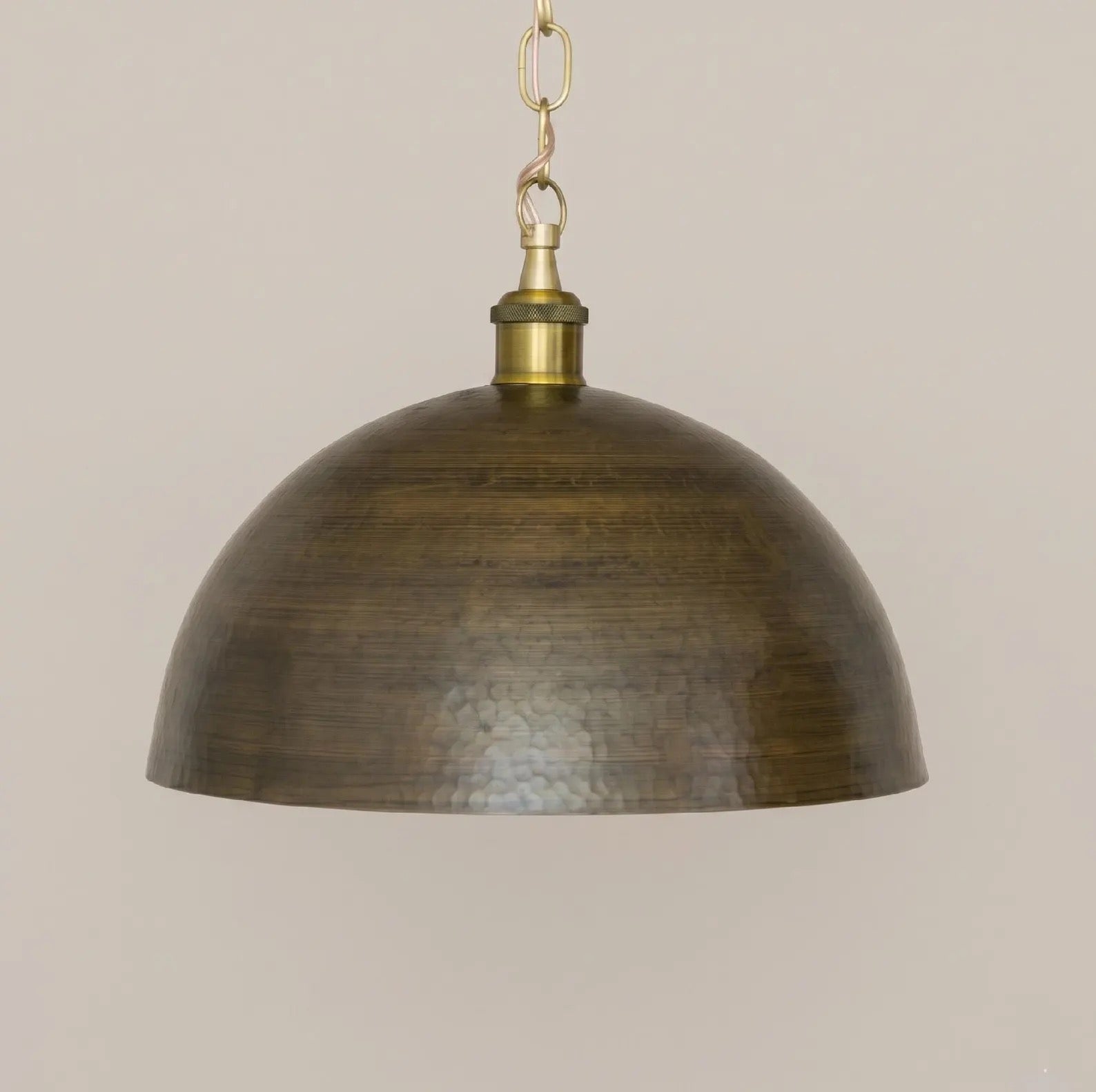 Brass Dome Pendant Light, Soft Hammered Antique Bronze Kitchen Island Lighting